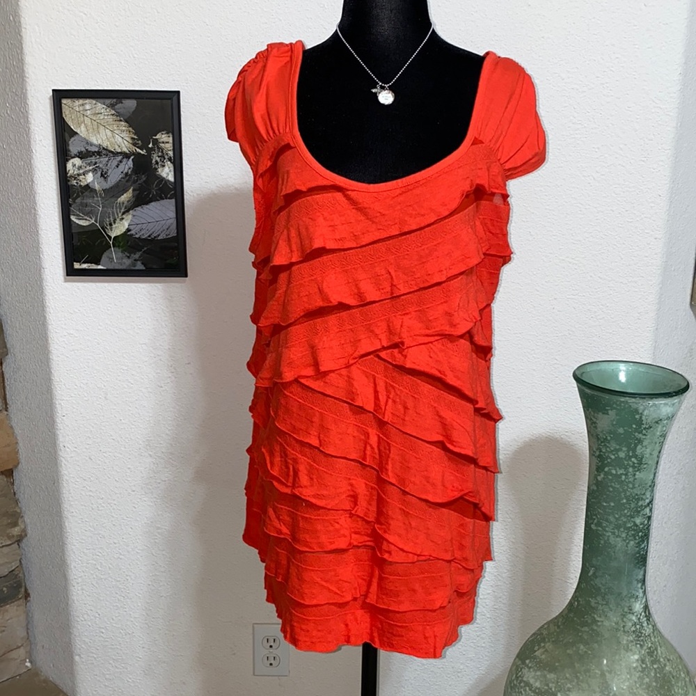 3/$40 Rafaella- Orange Ruffled Shirt 🧡